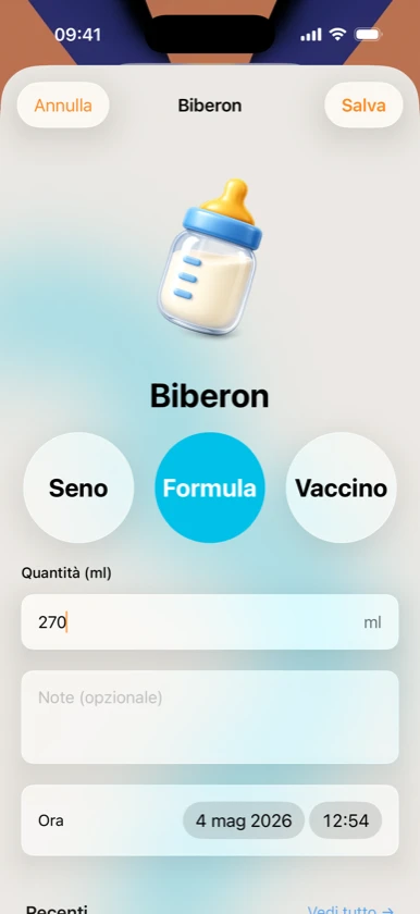 Ribbon Family: tracciamento biberon e allattamento
