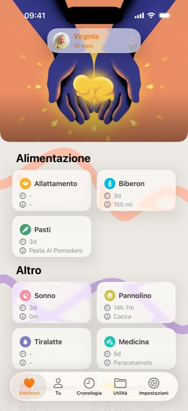 Tracciamento neonato: allattamento, sonno, pannolini e crescita